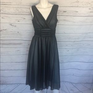 Lt. Blue Sleeveless Dress w/Black Mesh Overlay Sz6